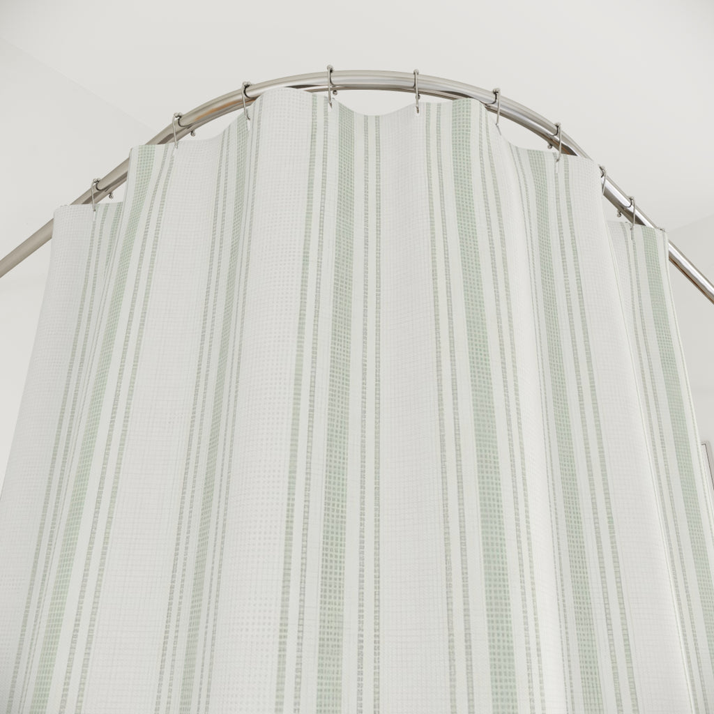 Seafoam Green Stripe Shower Curtain