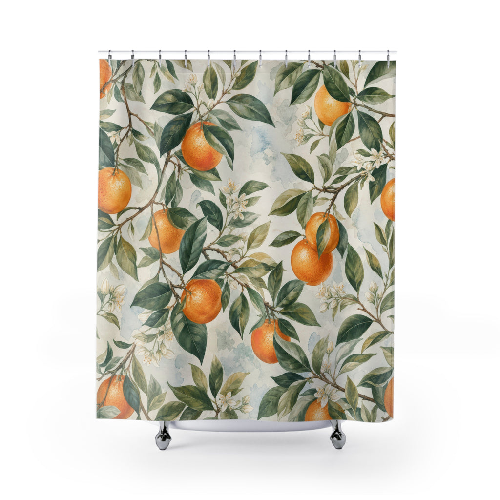 Orange Tree Branch Shower Curtain