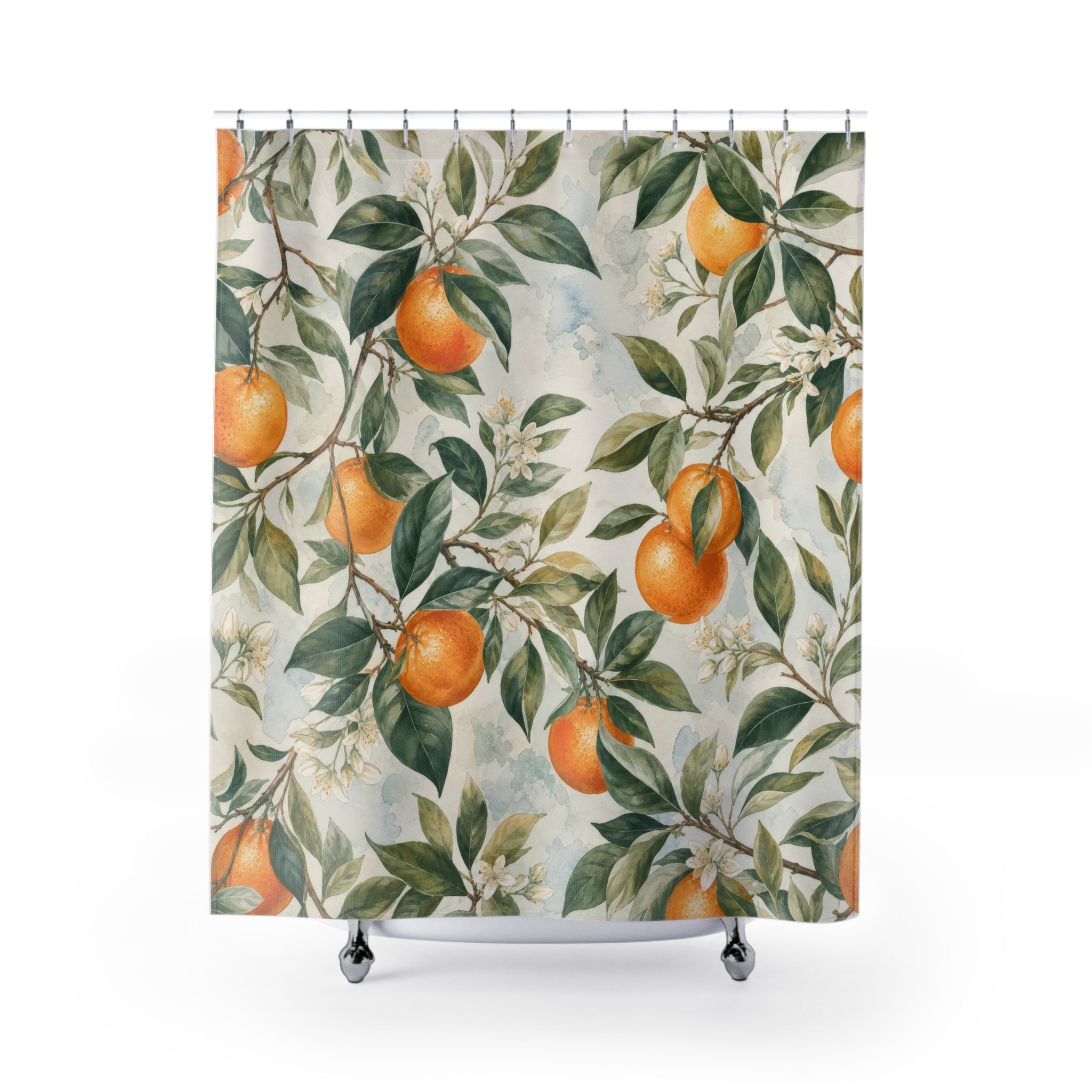 Orange Tree Branch Shower Curtain