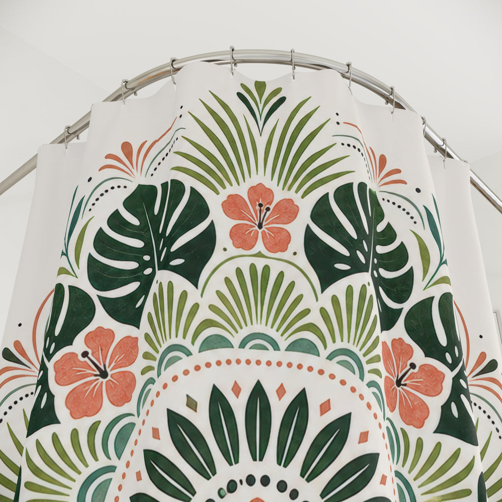 Tropical Leaf Medallion Shower Curtain