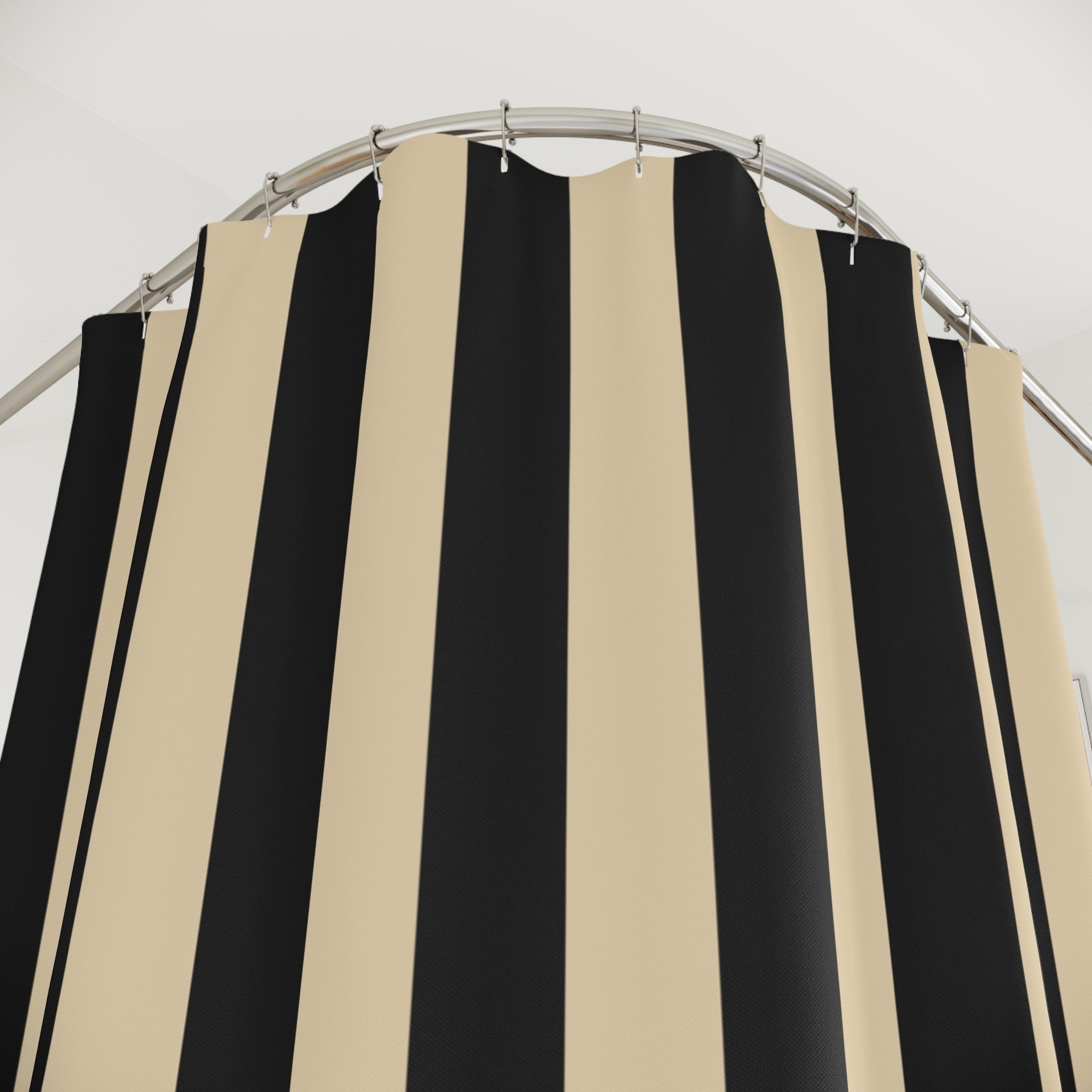 Bold Black and Cream Cabana Stripe Shower Curtain