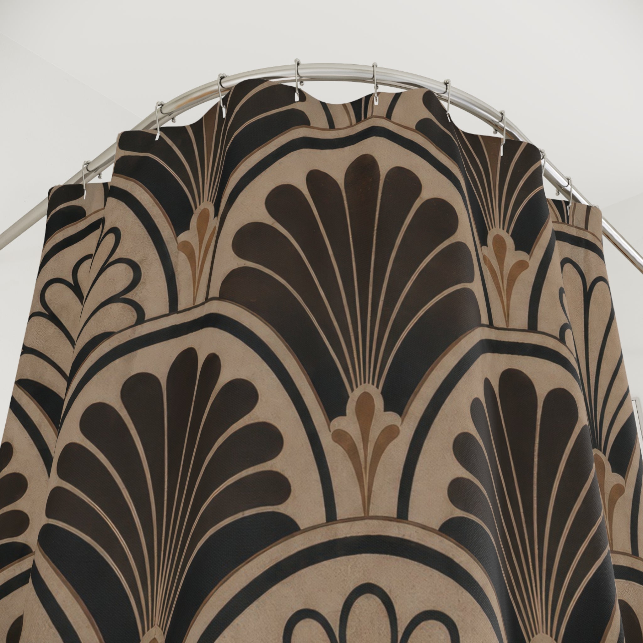 Black Brown Fan Shower Curtain