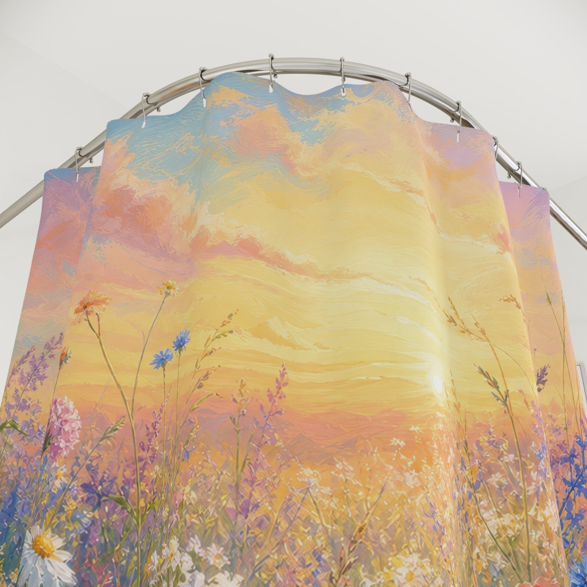 Pastel Impressionist Wildflower Meadow Shower Curtain