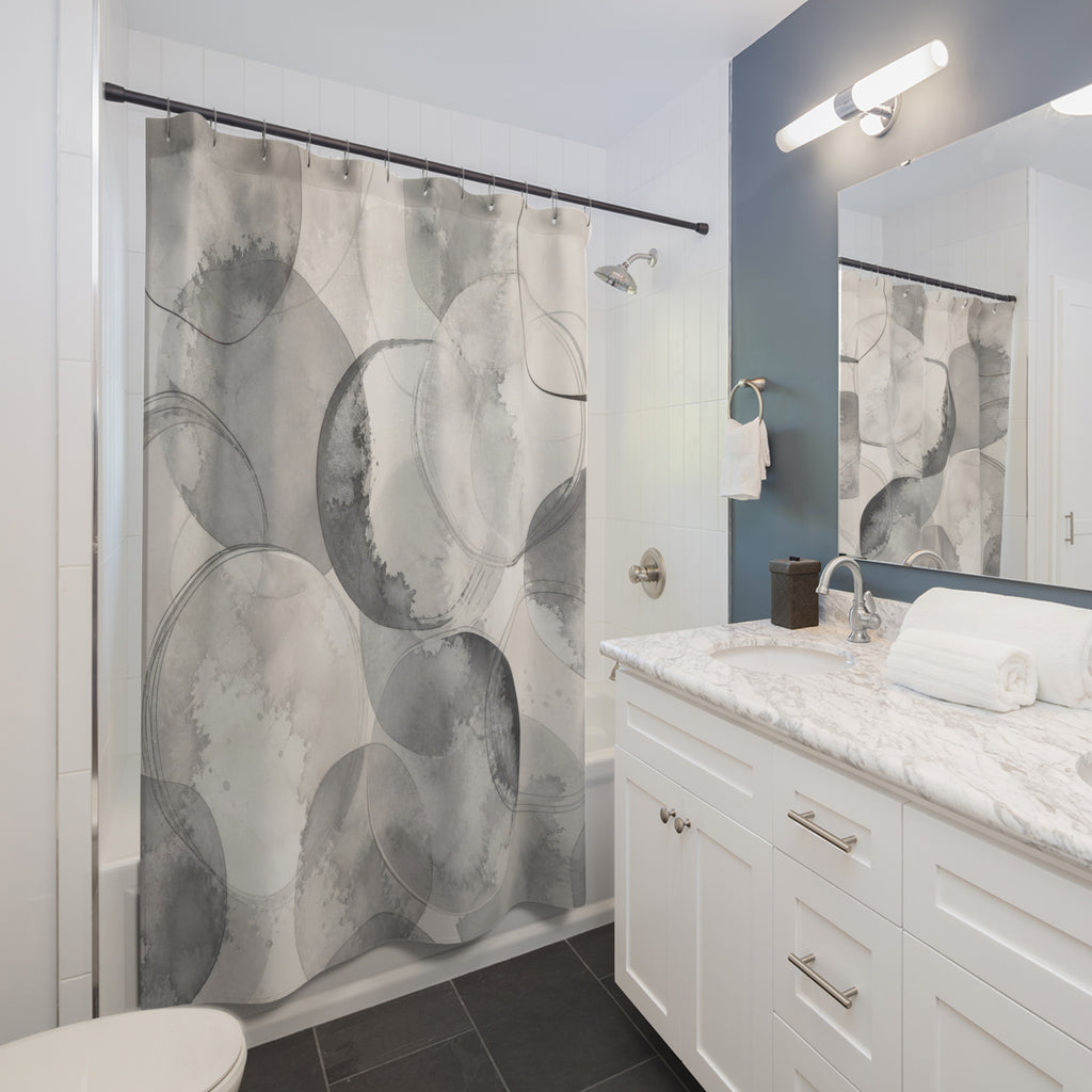 Gray Watercolor Circle Shower Curtain