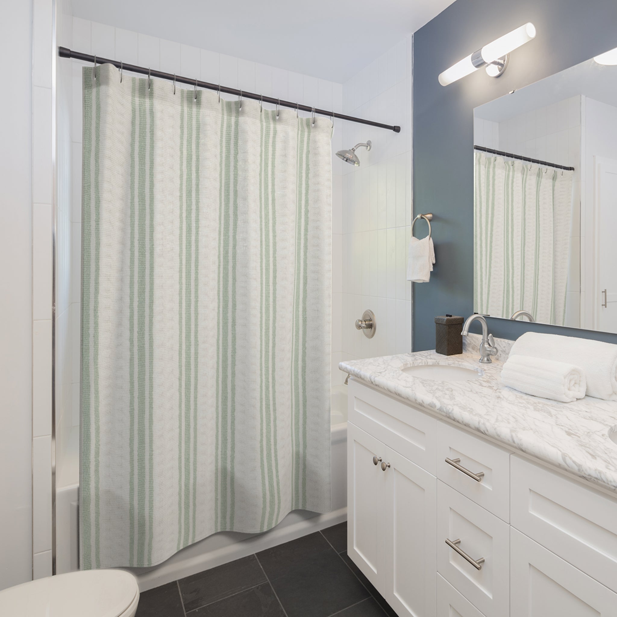 Mint Green Stripe Shower Curtain