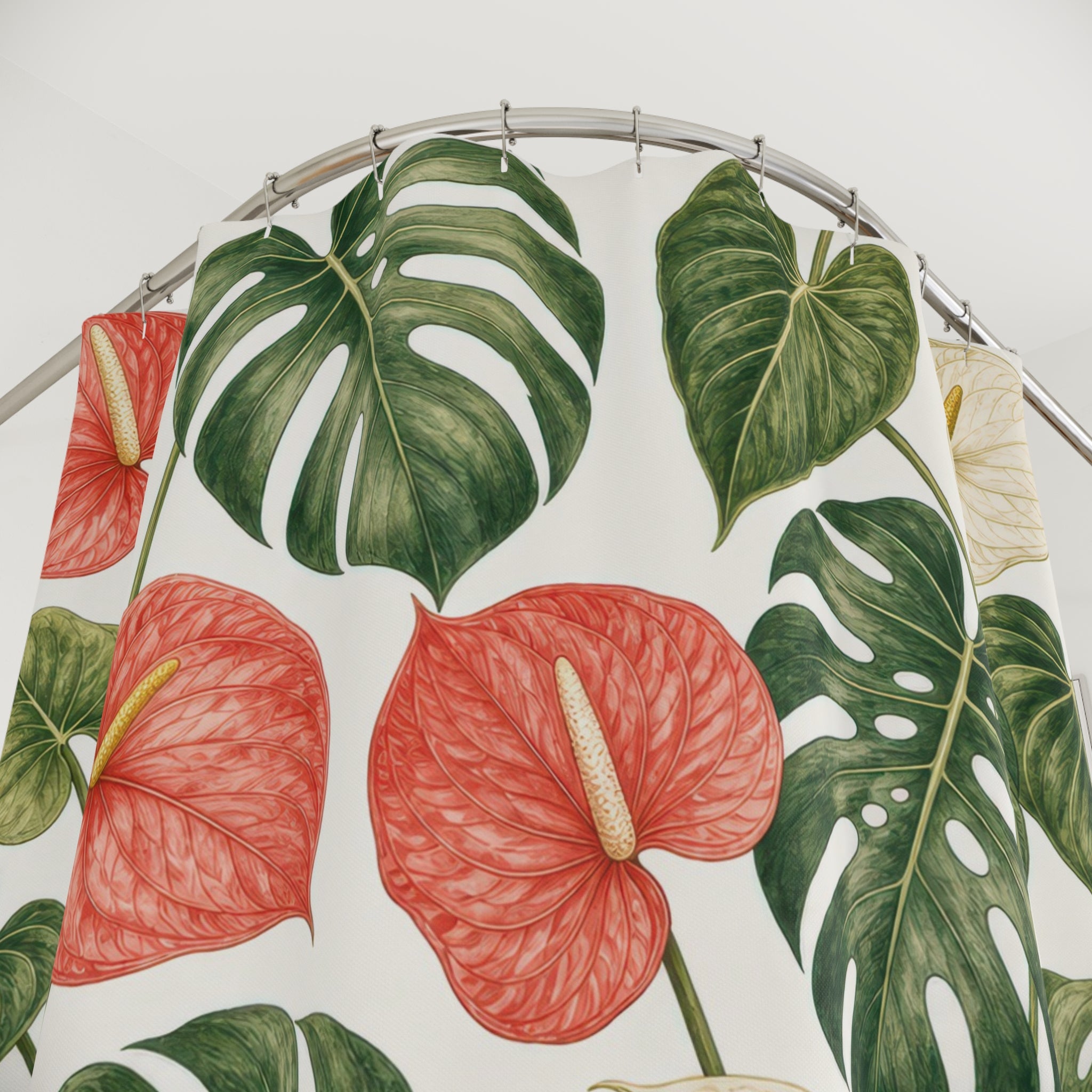 Monstera Leaf Tropical Botanical Shower Curtain