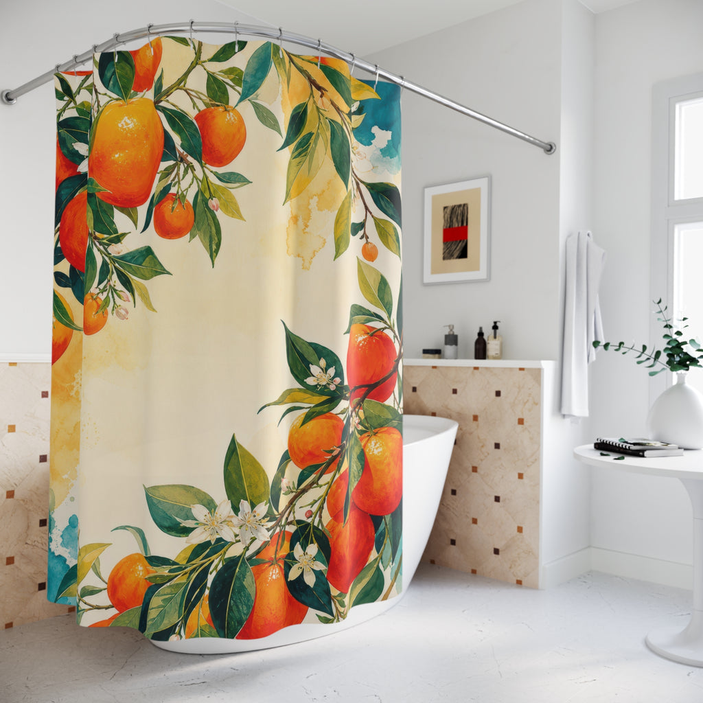 Citrus Canopy Orange Shower Curtain