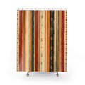 Rust Orange Teal Geometric Stripe Shower Curtain