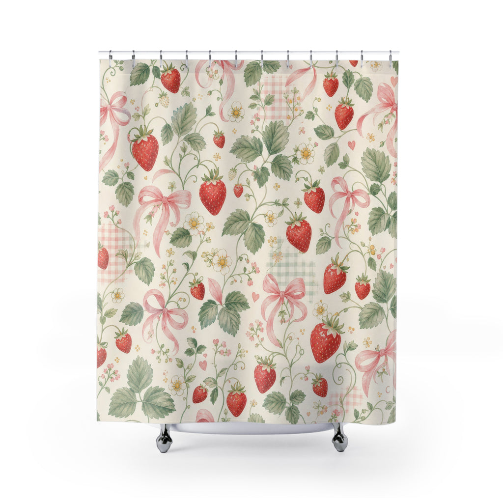 Strawberry Bow Cute Shower Curtain
