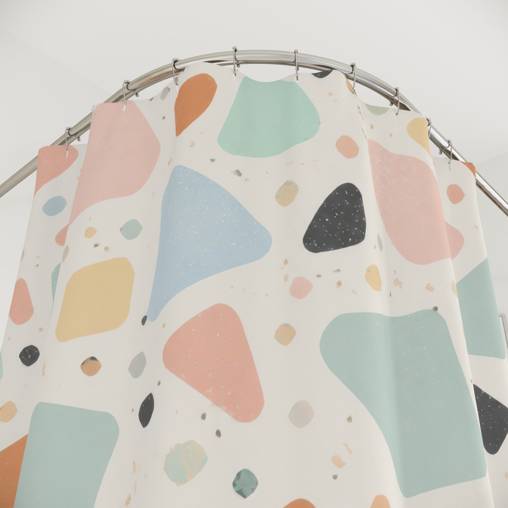 Terrazzo Stone Retro Modern Pastel Shower Curtain