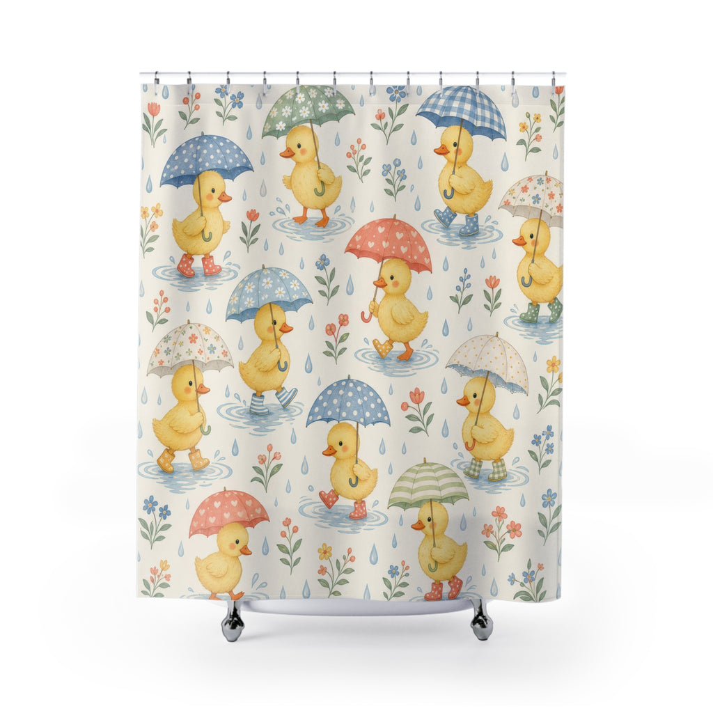 Yellow Duckling Umbrella Shower Curtain