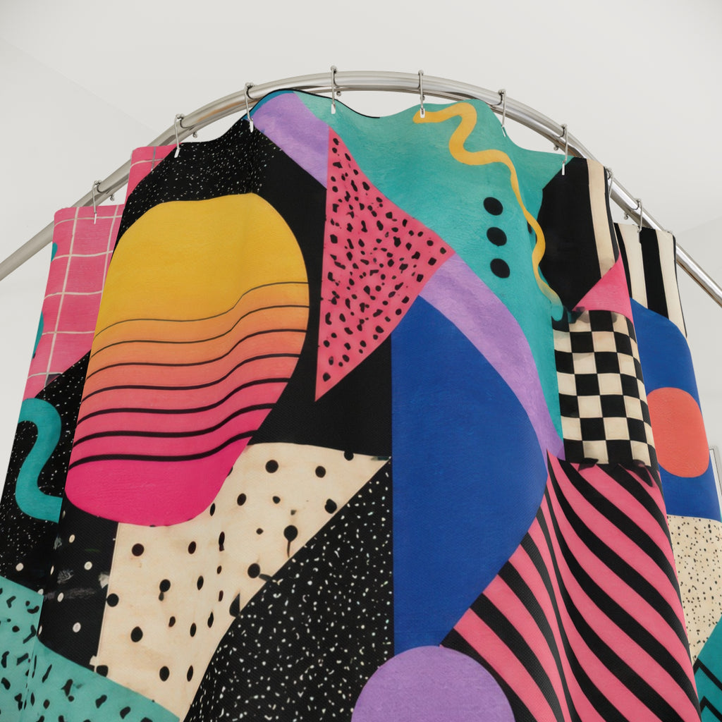 80s Shower Curtain: Memphis Geometry