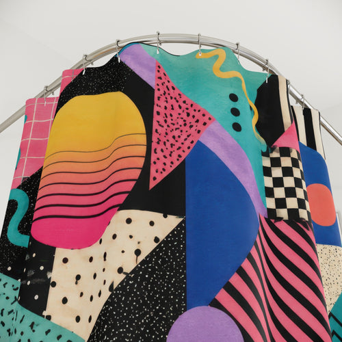 80s Shower Curtain: Memphis Geometry