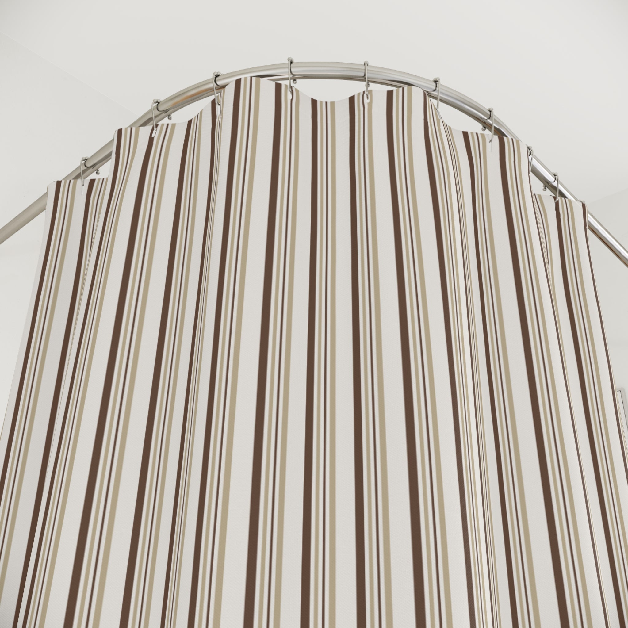 Earth Tone Stripe Shower Curtain – Brown and Beige
