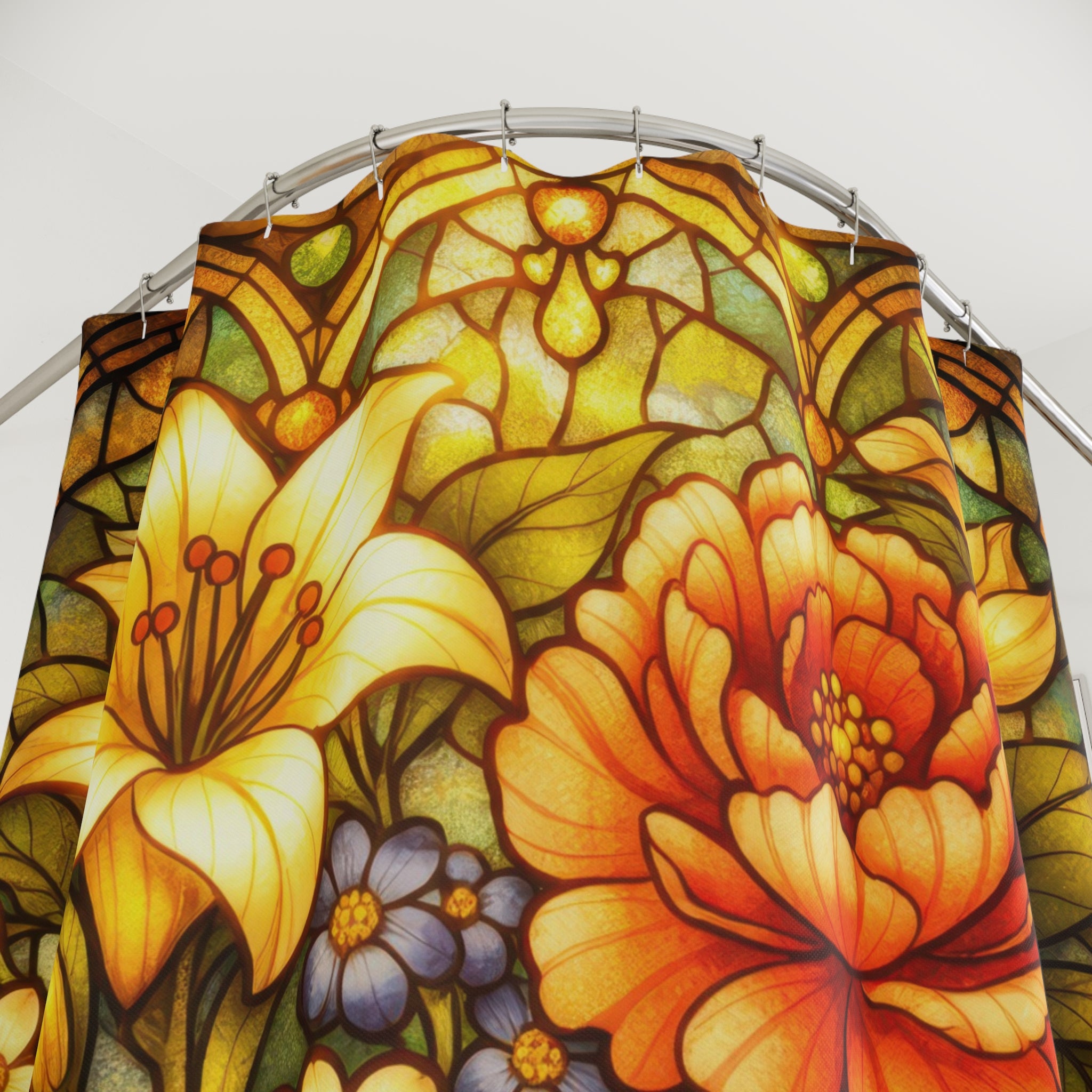 Stained Glass Floral Shower Curtain – Art Nouveau