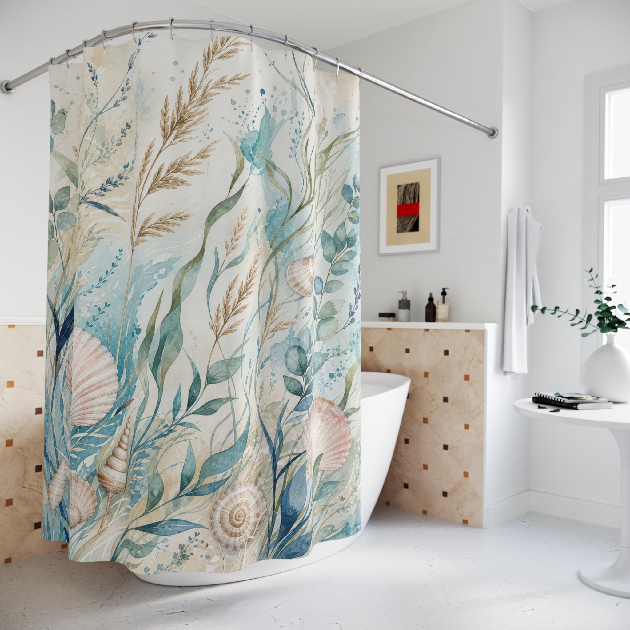 Sunlit Coastal Botanical Shower Curtain