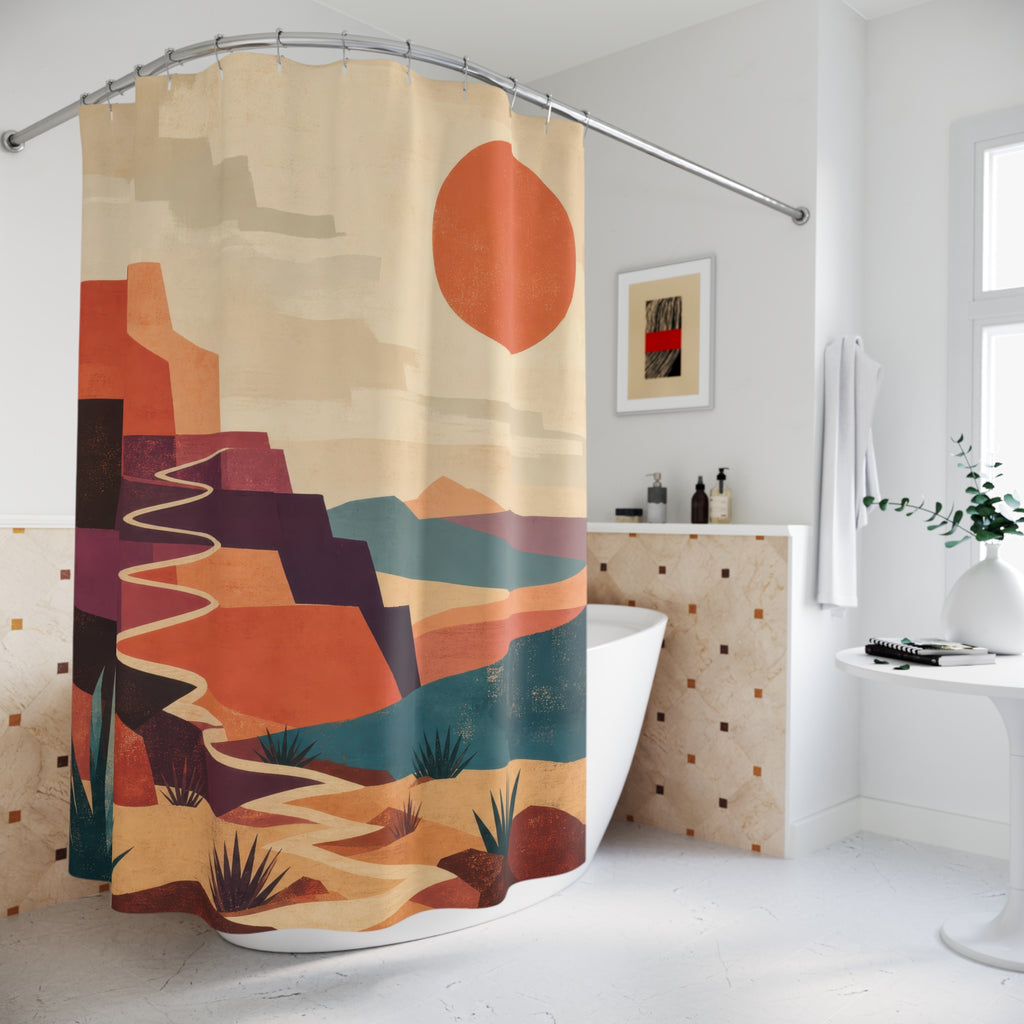 Desert Sun Geometry Western Shower Curtain