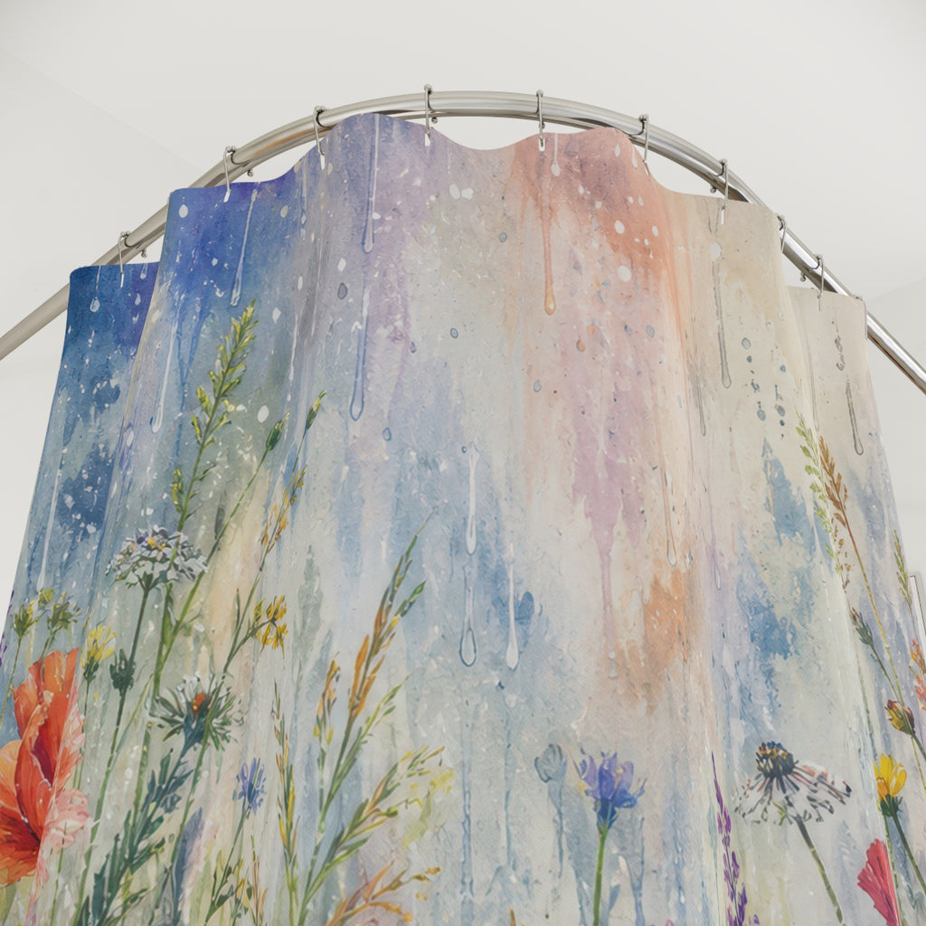 Wildflower Rain Meadow Shower Curtain