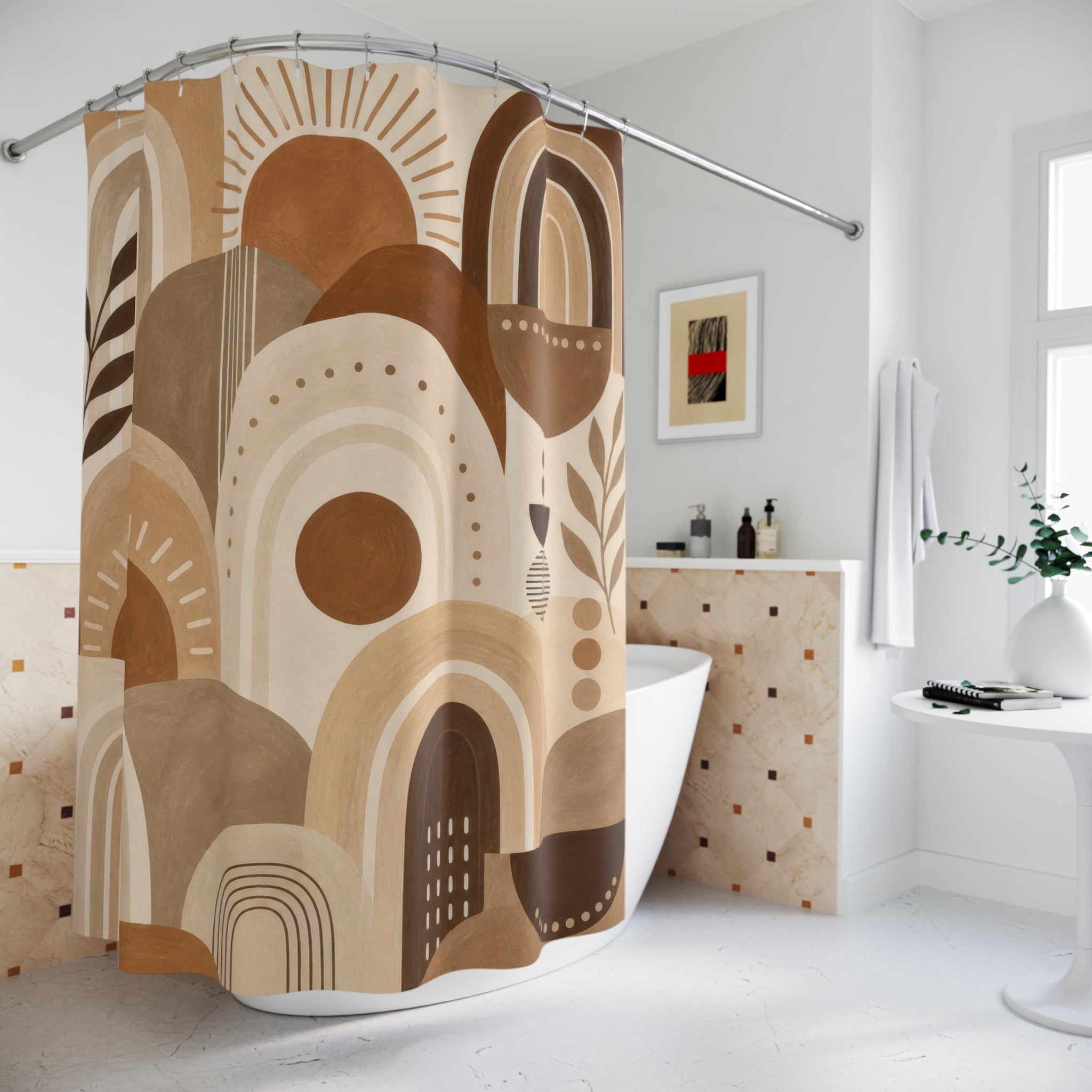 Brown Beige Sun Arch Shower Curtain