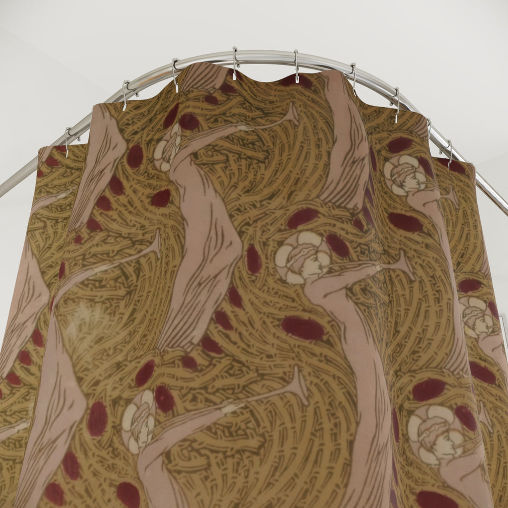 Art Nouveau Angel Shower Curtain – Blush & Ochre