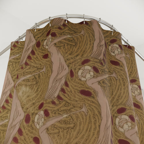 Art Nouveau Angel Shower Curtain – Blush & Ochre
