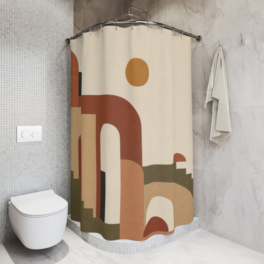 Boho Arch Shower Curtain – Terracotta Beige