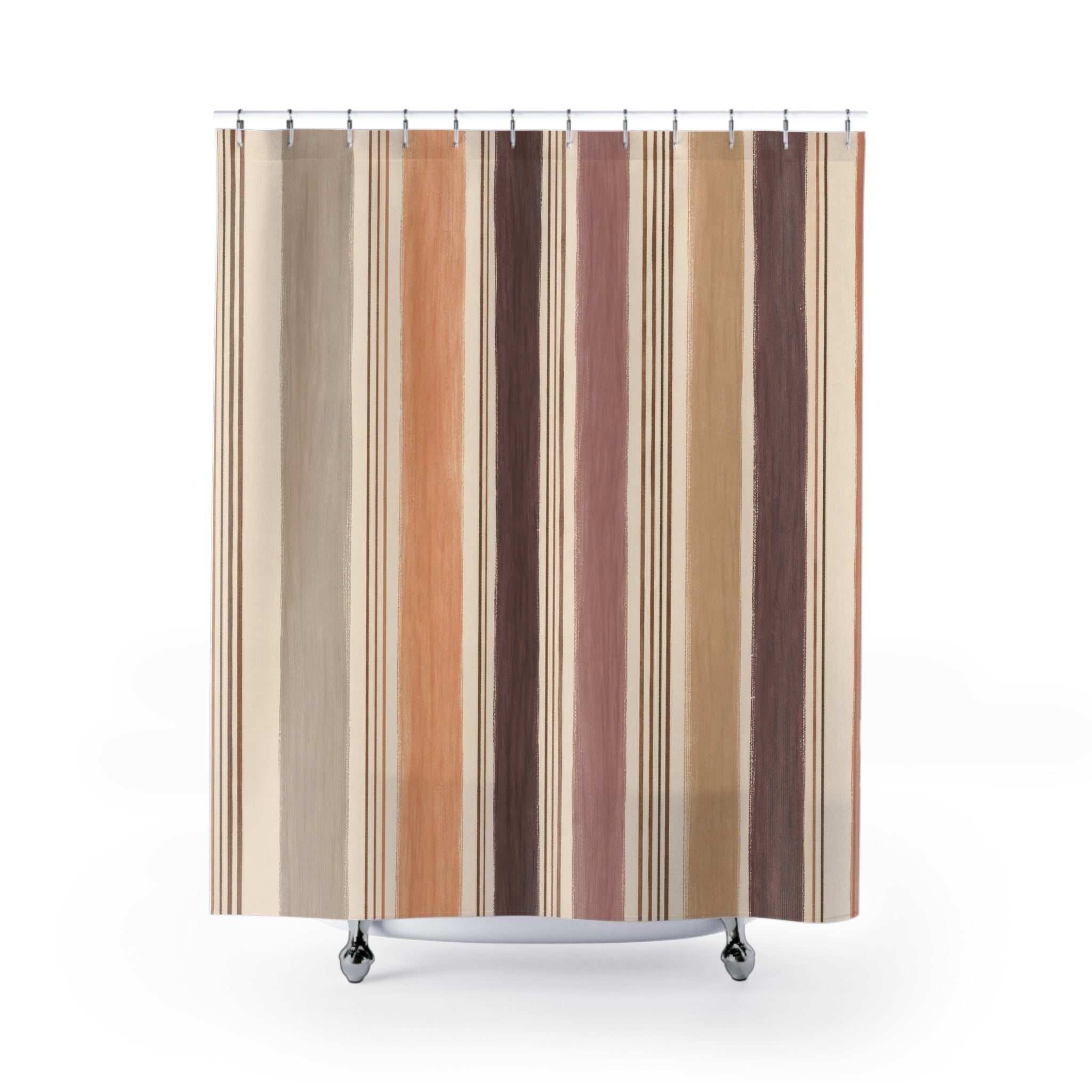 Mauve Taupe Beige Watercolor Stripe Shower Curtain