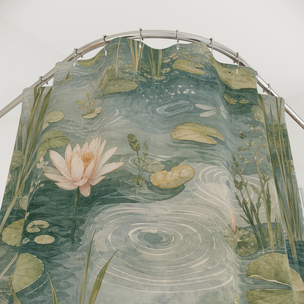 Lily Pad Pond Watercolor Shower Curtain