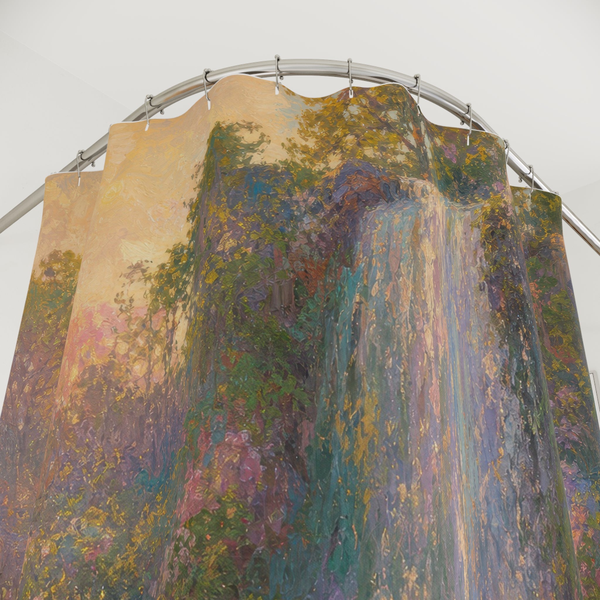Impressionist Garden Falls Print Shower Curtain