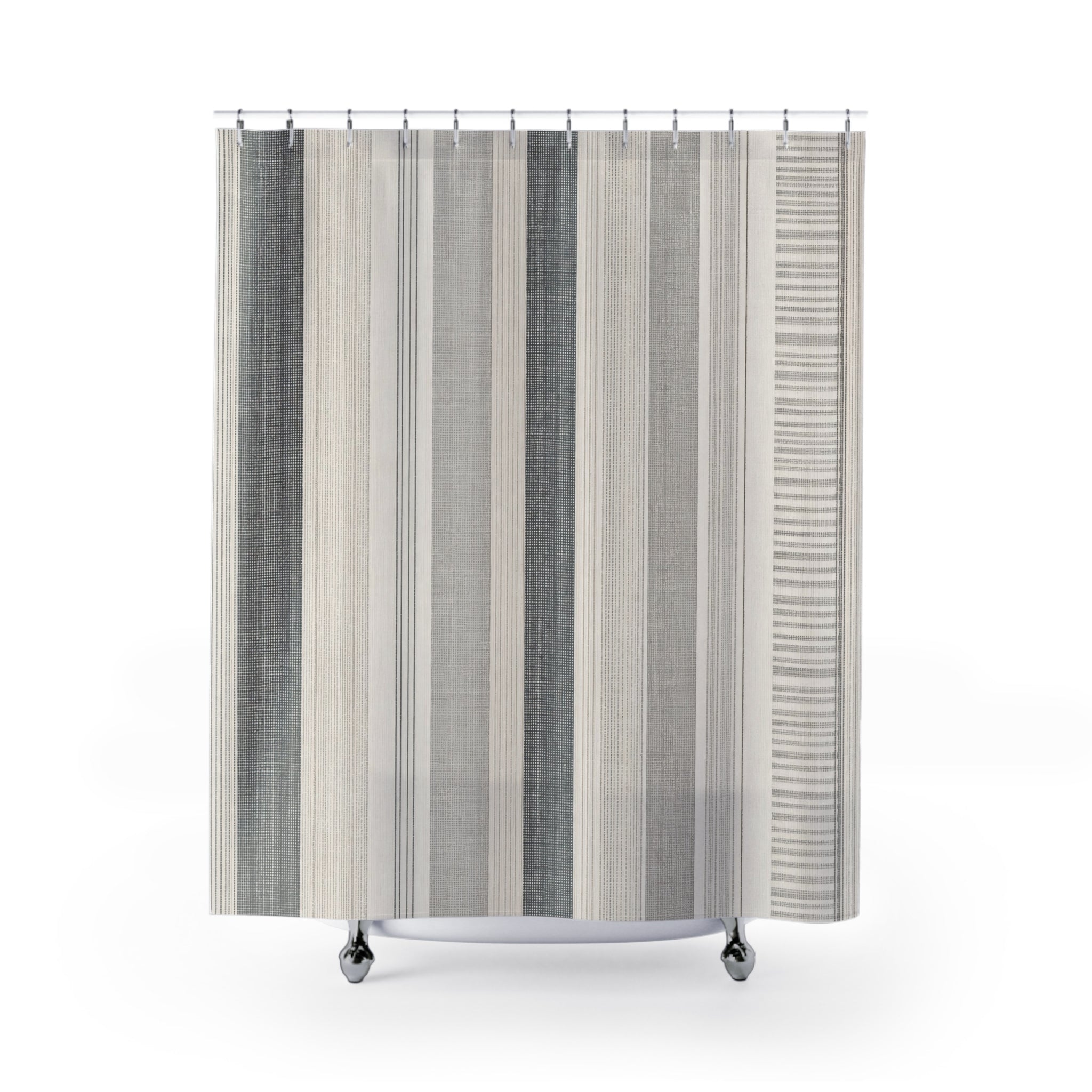 Grey White Pinstripe Shower Curtain