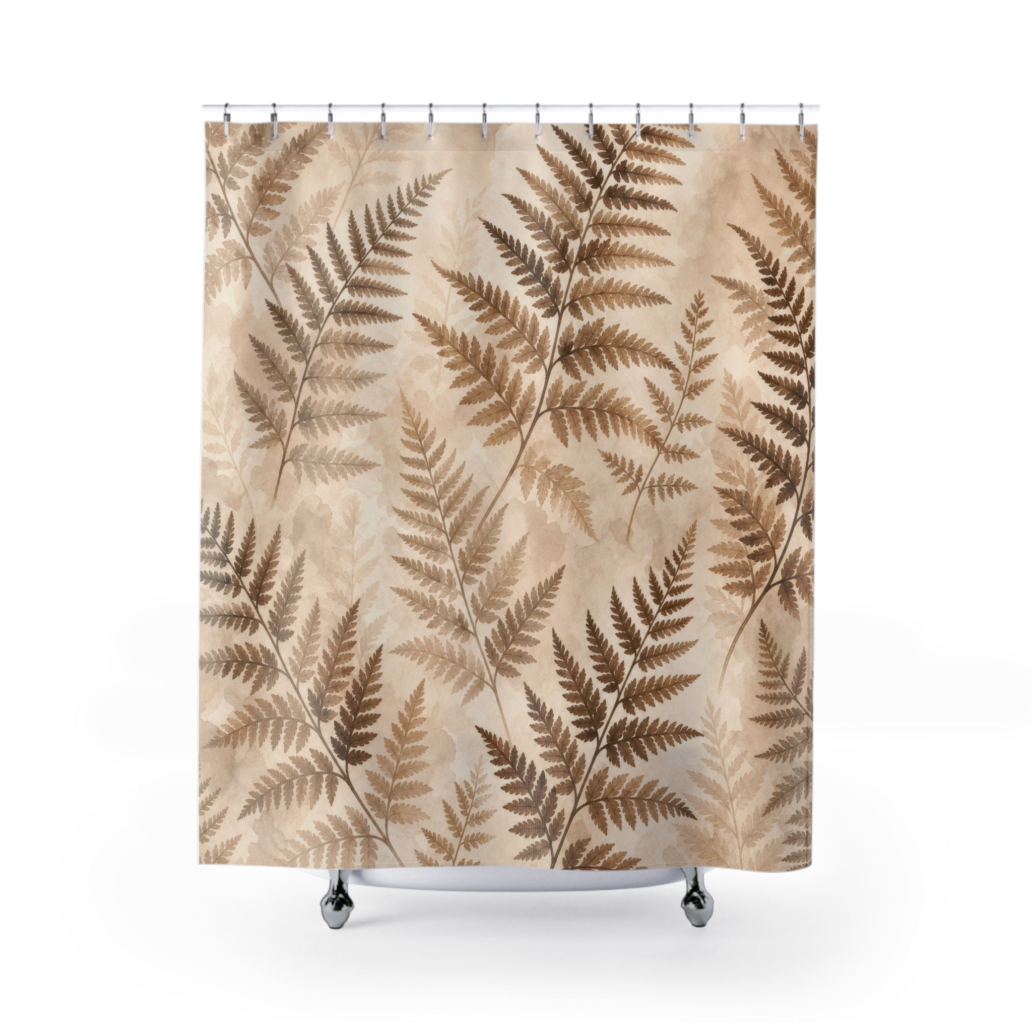 Sepia Botanical Leaf Shower Curtain