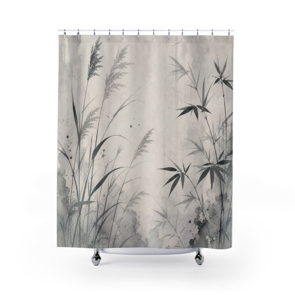 Gray Meadow Grass Shower Curtain
