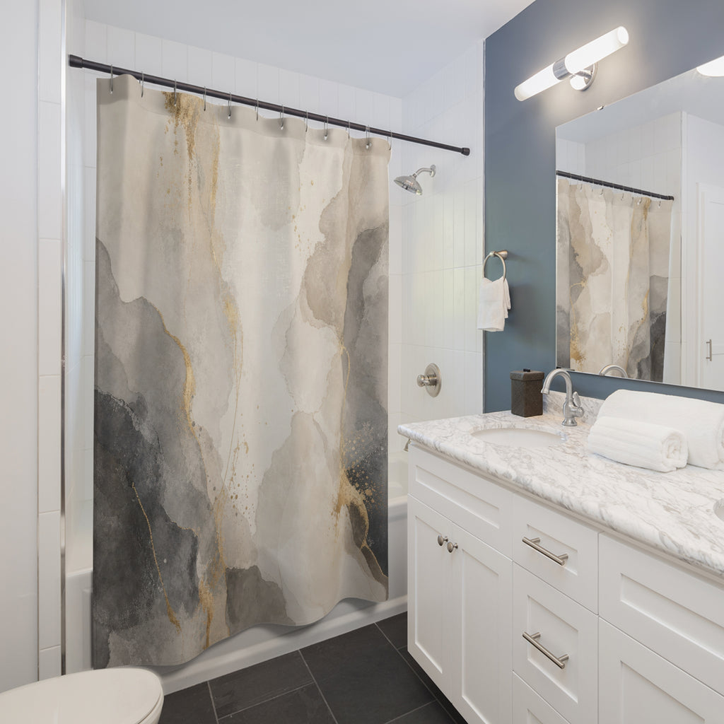 Gray and Beige Shower Curtain