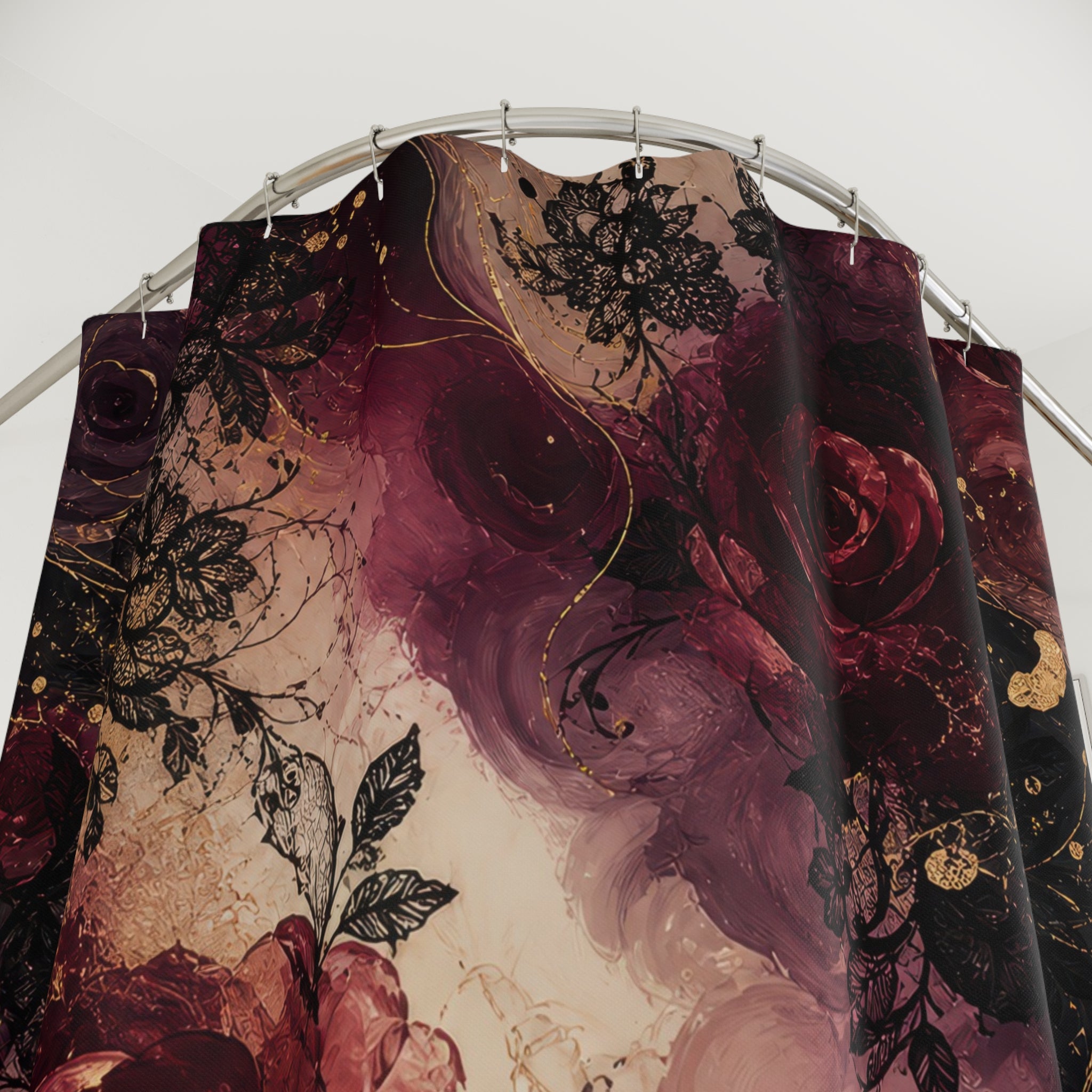 Painterly Burgundy Shower Curtain