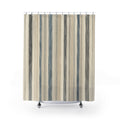 Dusty Blue Beige Watercolor Stripe Shower Curtain