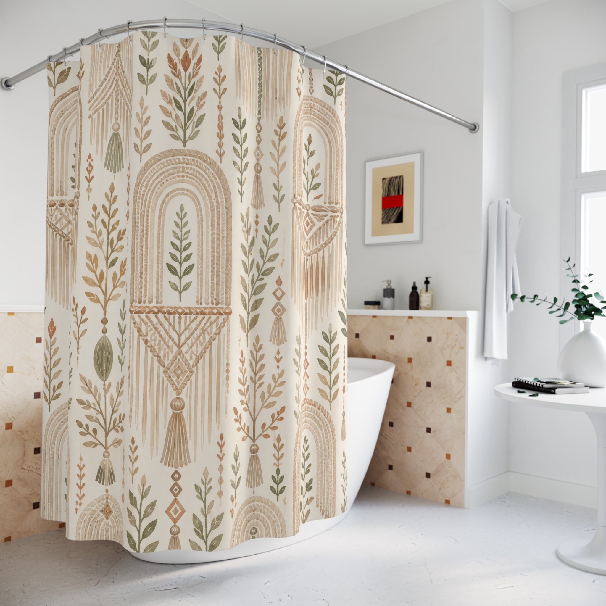 Macrame Arch Leaf Shower Curtain