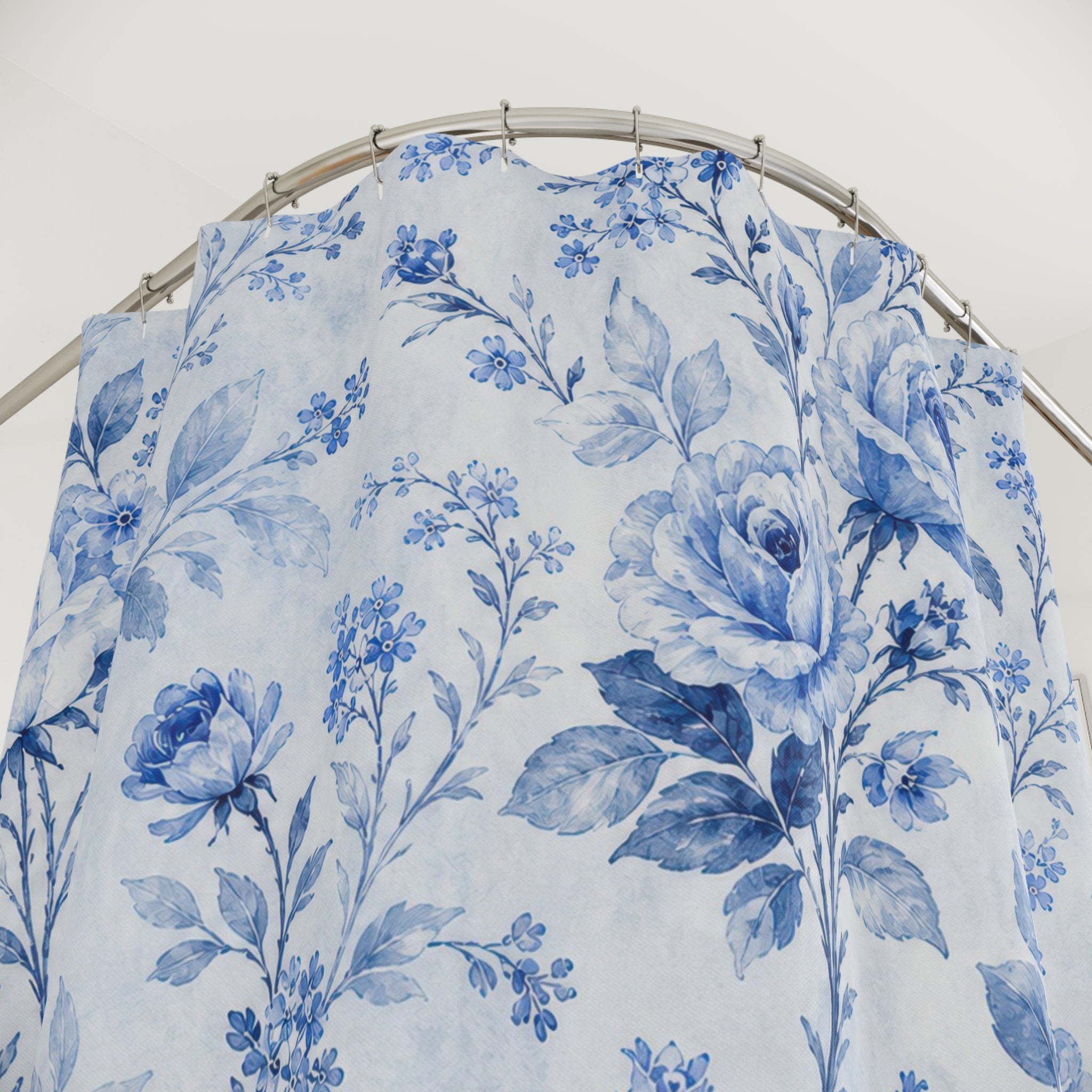 Blue Cottage Floral Shower Curtain