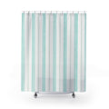 Aqua Teal Ticking Stripe Shower Curtain