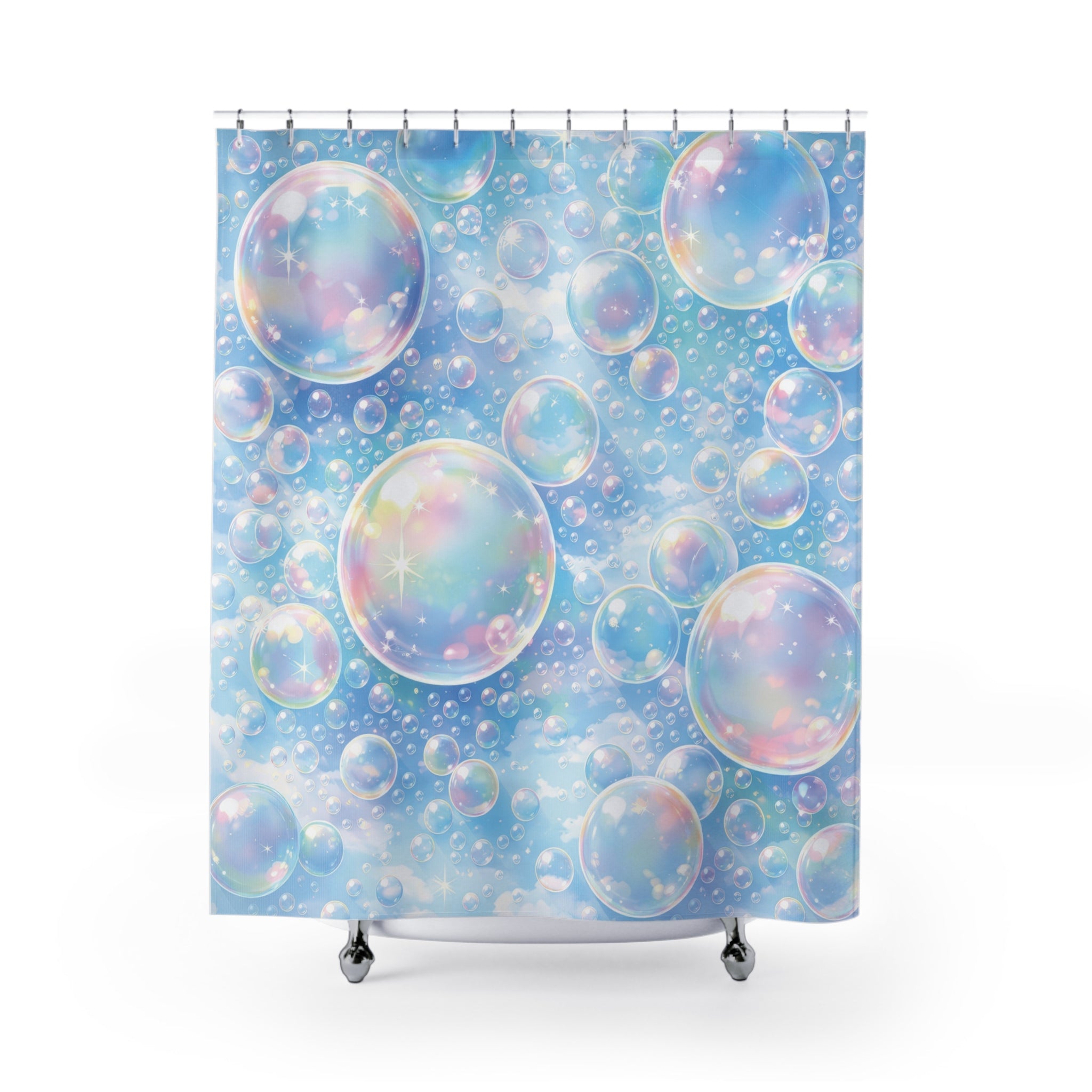 Kids Bubble Shower Curtain – Blue Rainbow