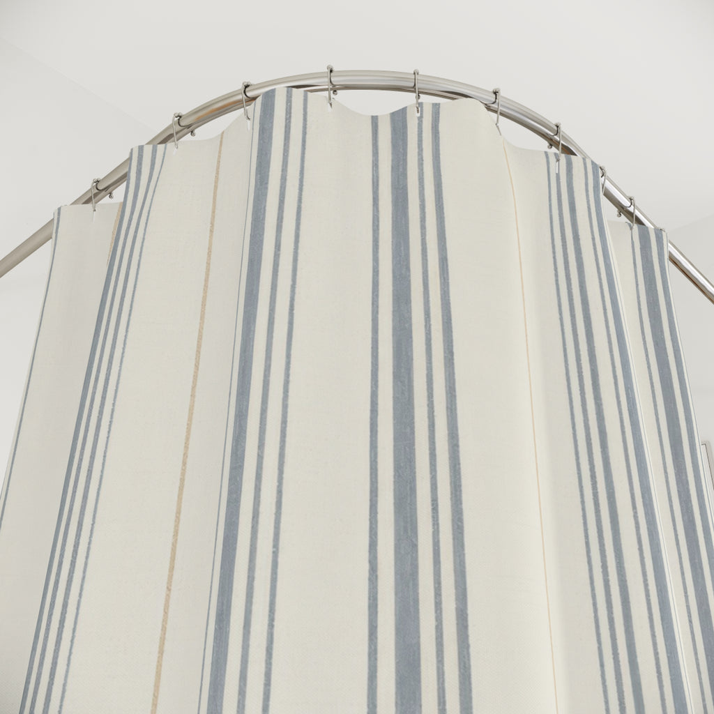 Soft Blue Pinstripe Shower Curtain, Blue Grey Classic Bathroom Decor, Airy Stripe Bath Curtain, Guest Bathroom Decor, Small Bathroom Decor