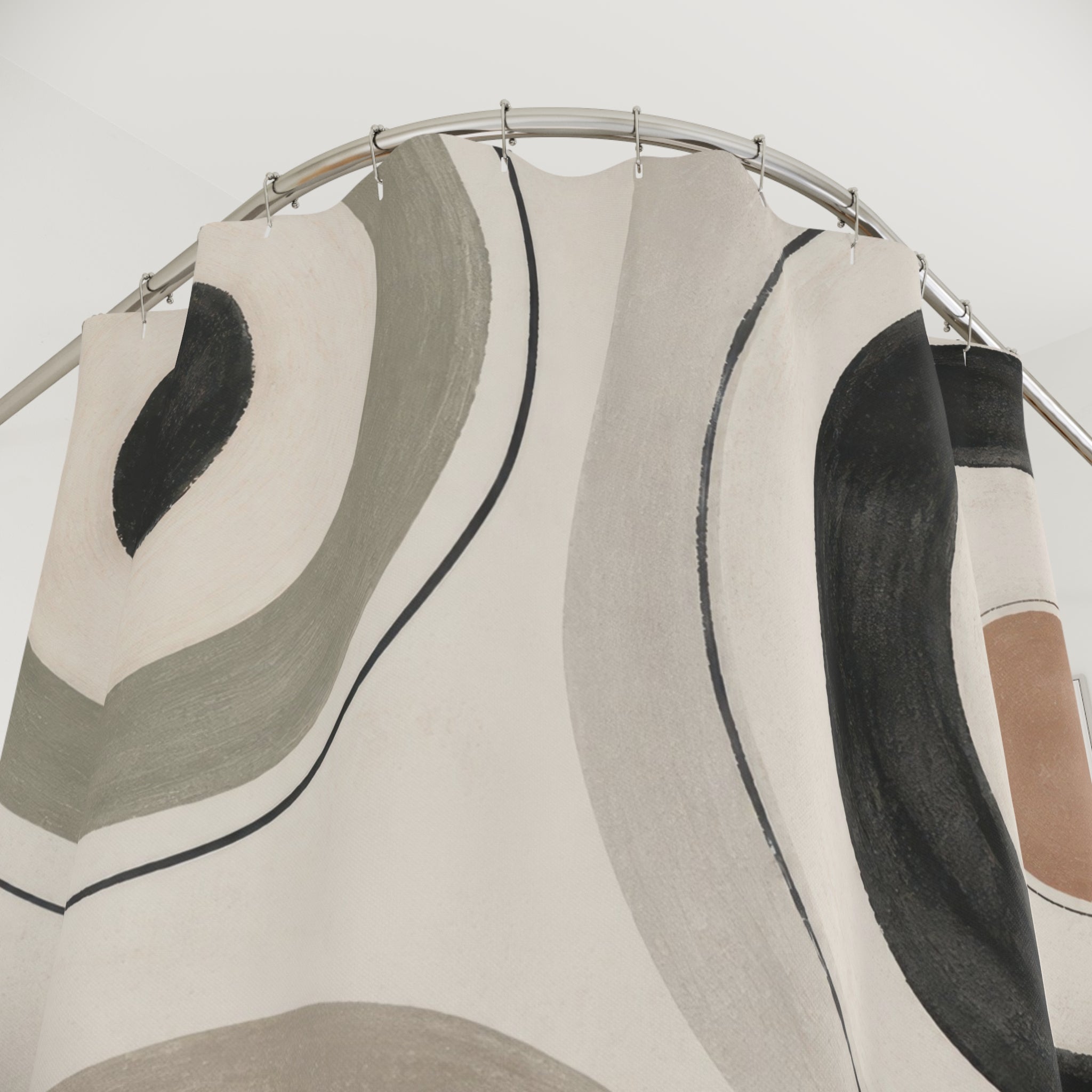 Black Beige Concentric Circle Shower Curtain