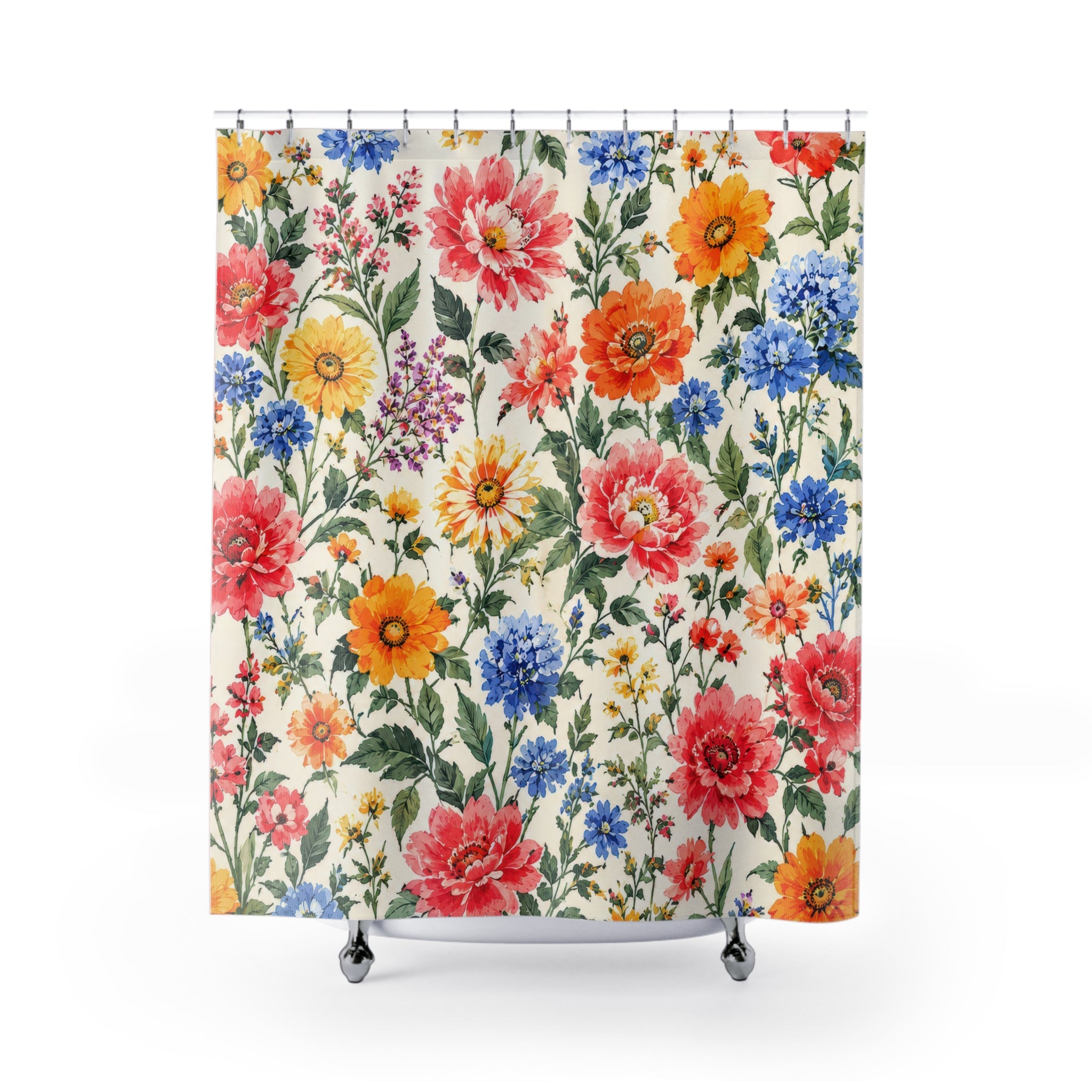 Bright Floral Shower Curtain: Colorful Flowers