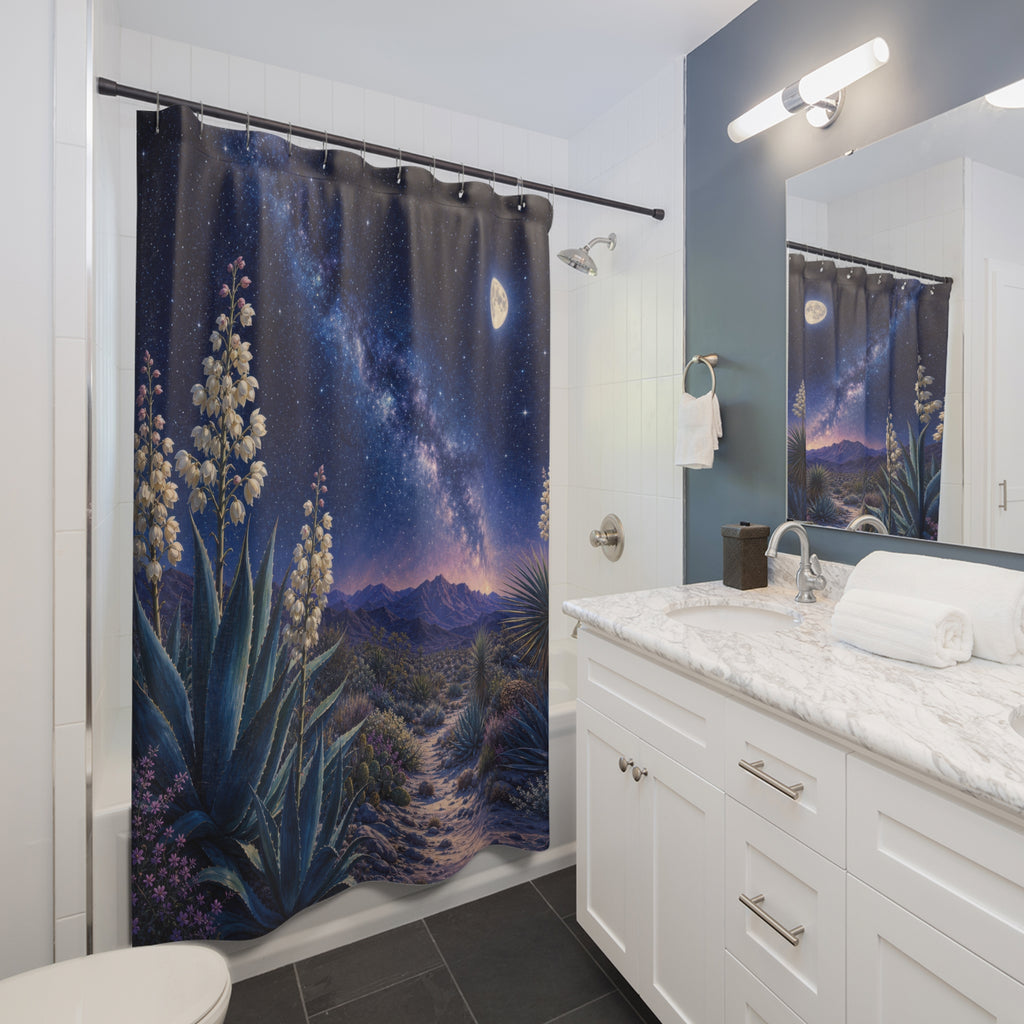 Starry Agave Desert Night Shower Curtain