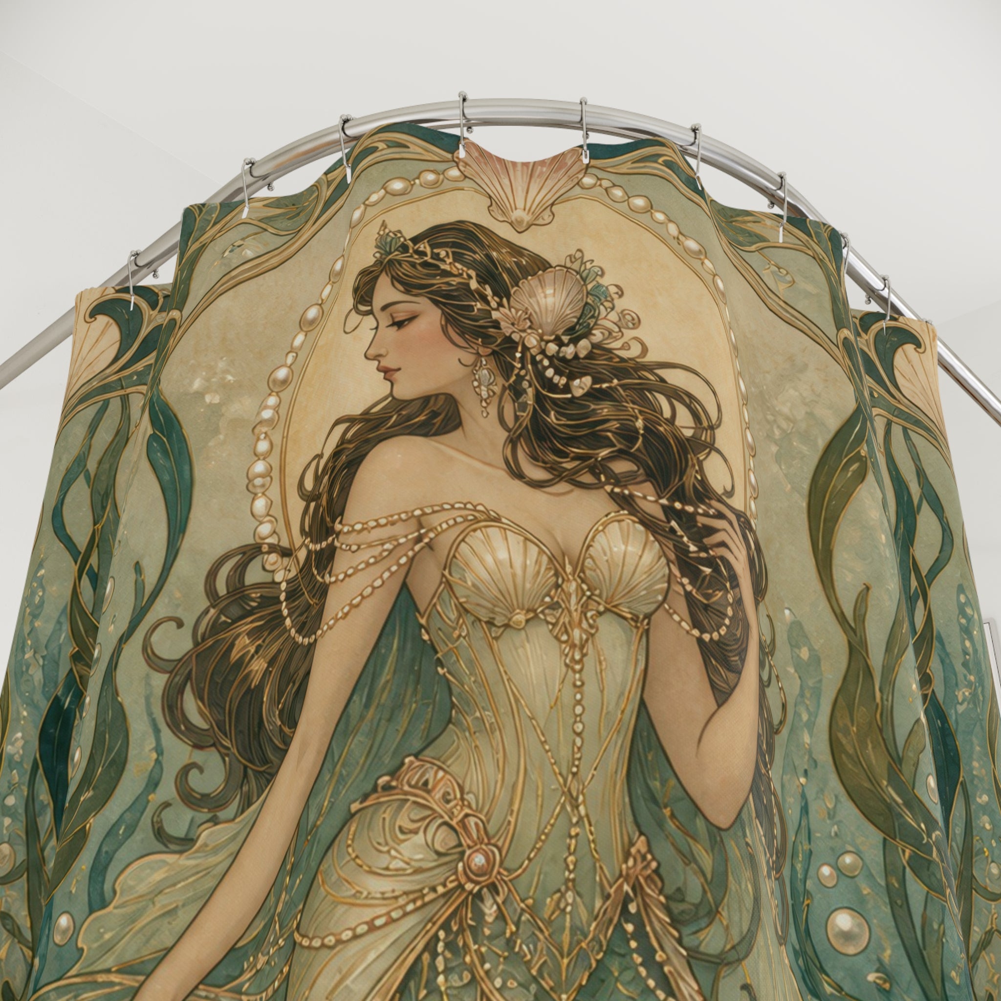 Green Mermaid Seaweed Shower Curtain