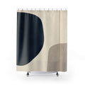 Beige Gray Modern Navy Abstract Blue Cream Gold Shower Curtain