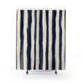 Navy Indigo Irregular Stripe Shower Curtain