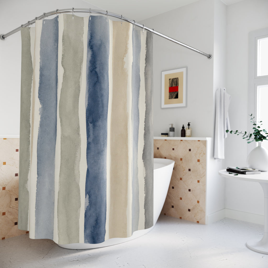 Watercolor Vertical Stripe Shower Curtain