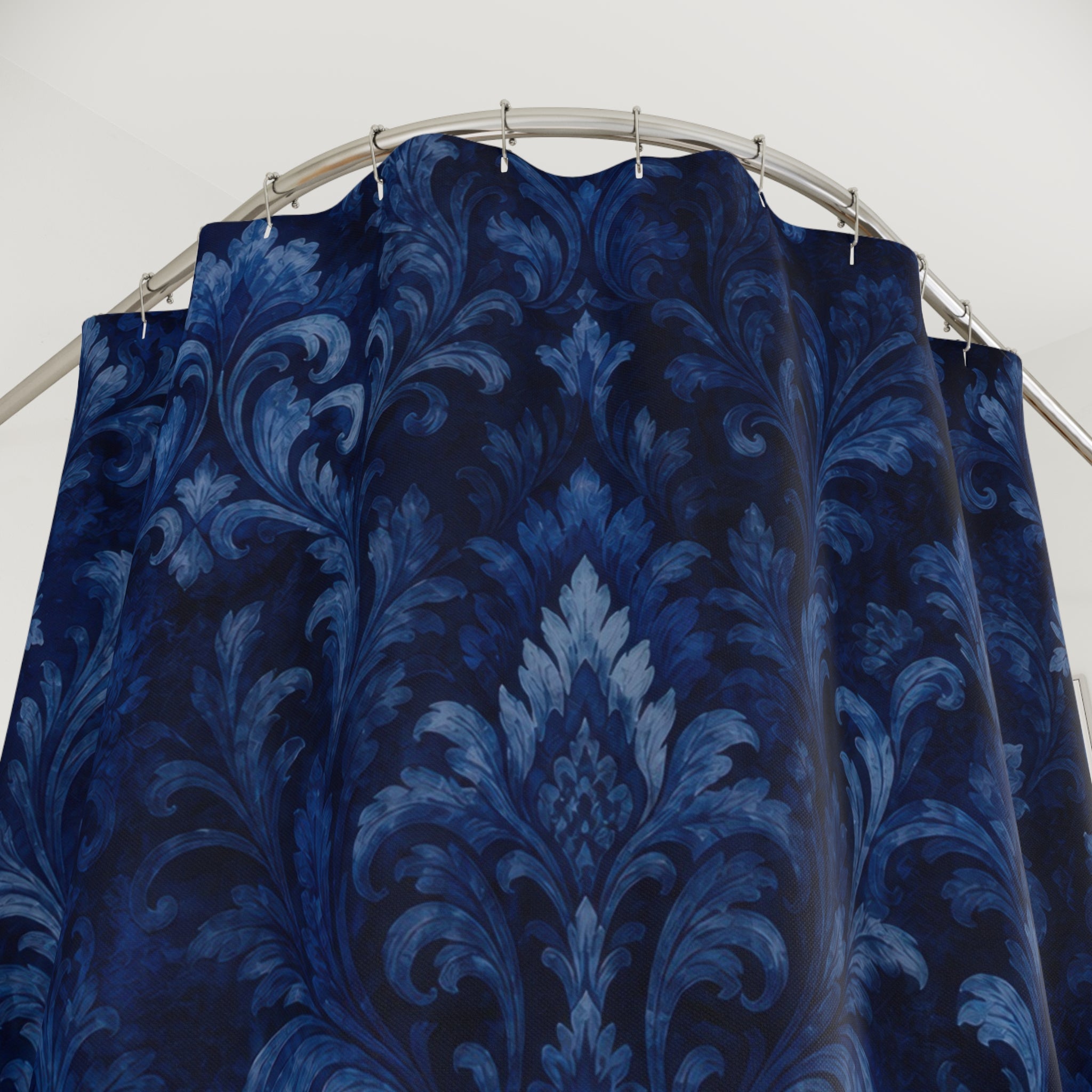 Navy Damask Shower Curtain