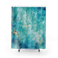 Turquoise Shower Curtain: Aqua Ocean Abstract Pattern