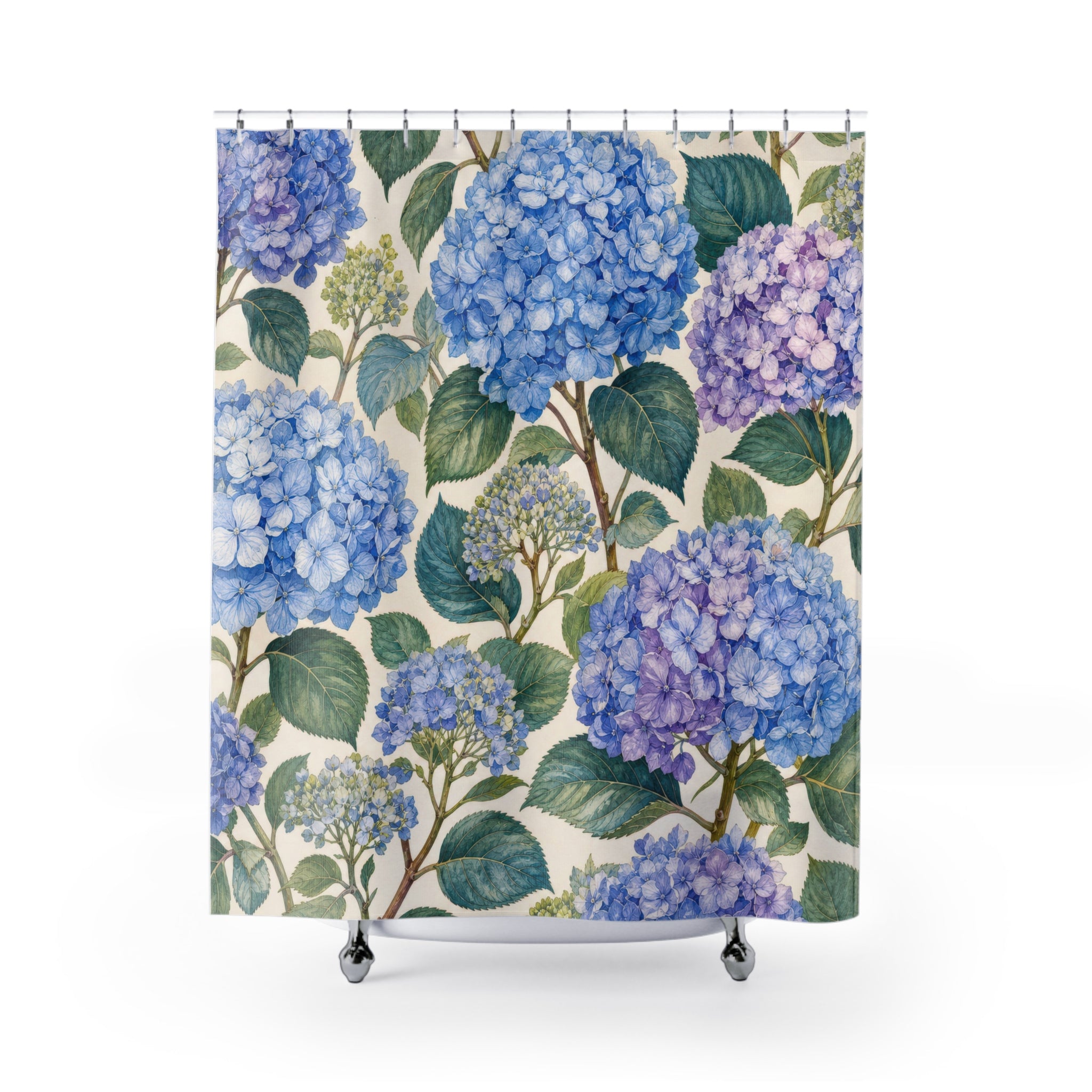 Blue Purple Floral Botanical Shower Curtain